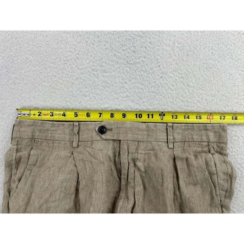 Todd Snyder Pants Mens 34x30 Beige Classic Fit 100% Linen Dress Pleated Portugal